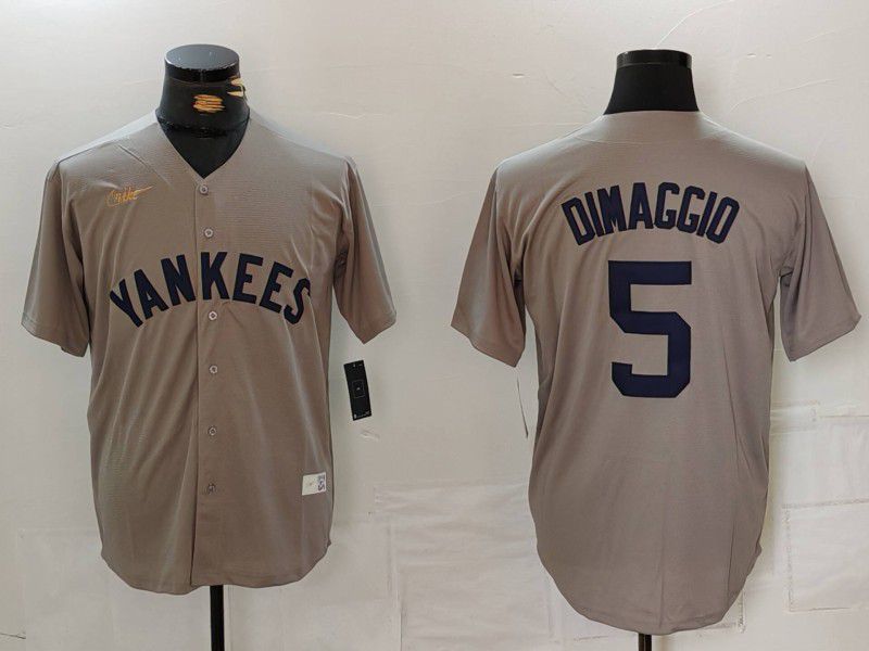 Men New York Yankees #5 Dimaggio Grey Throwback Game 2024 Nike MLB Jersey style 814